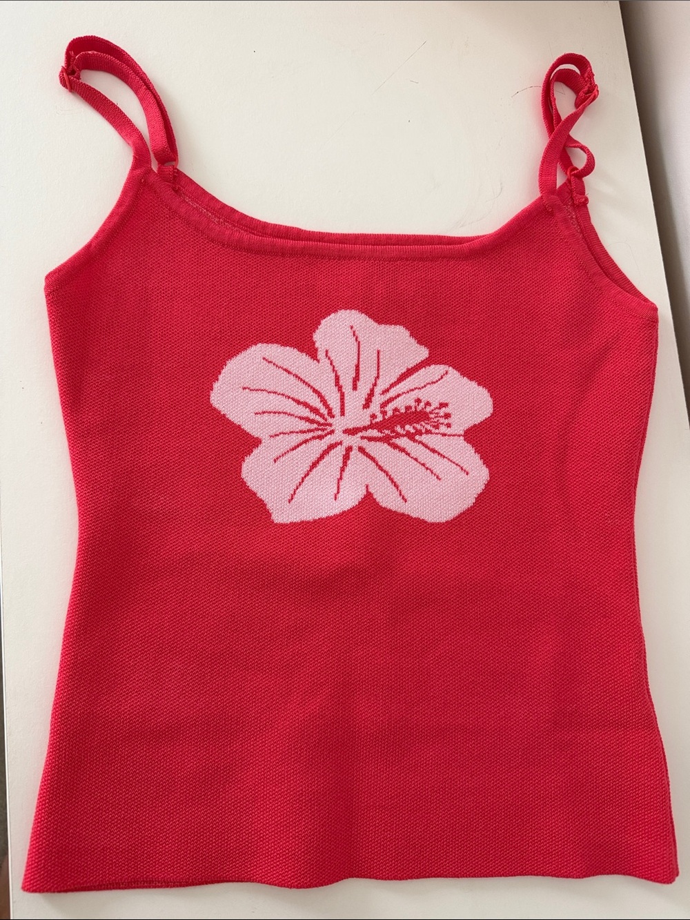 Red Floral Knit Cami Top